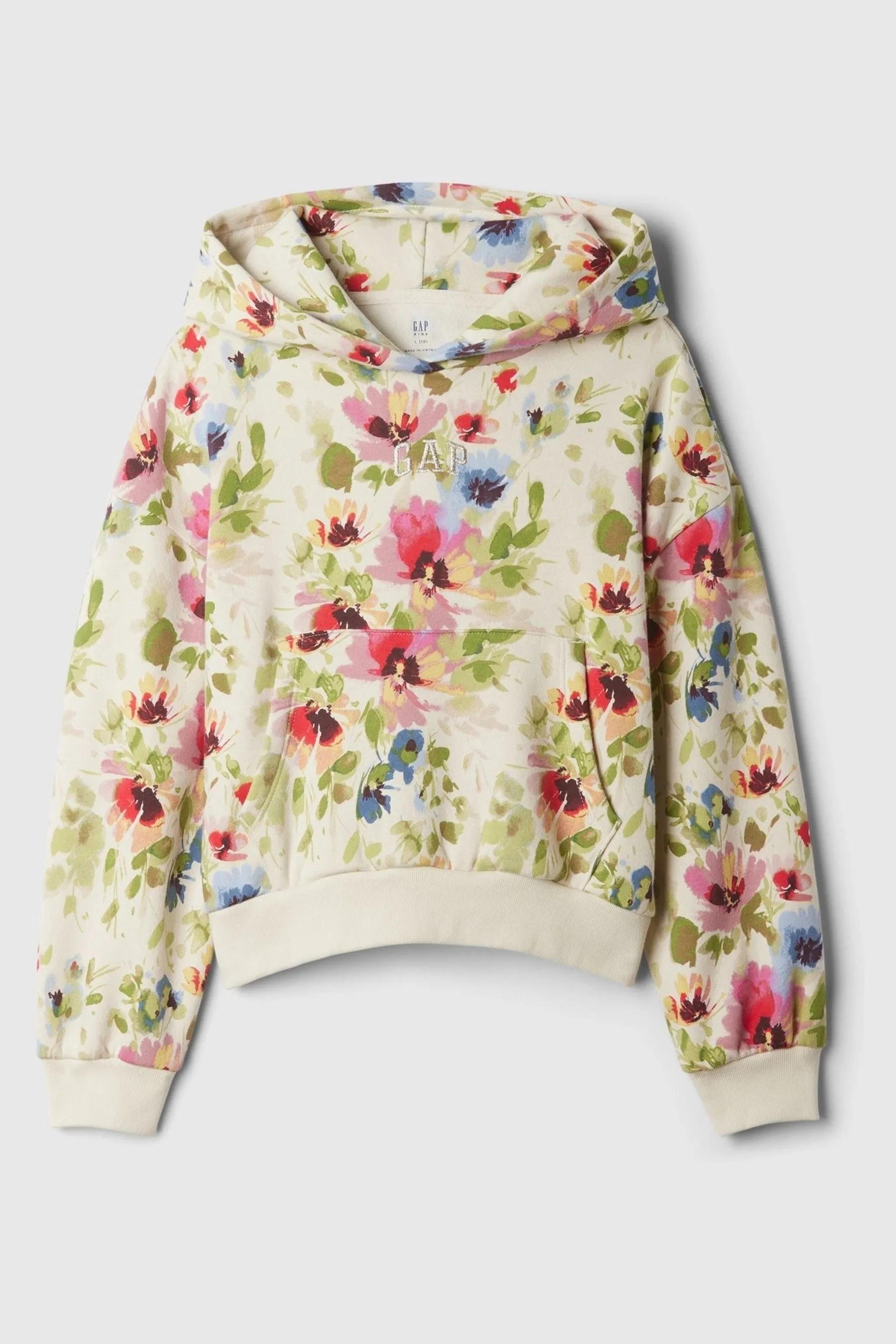 Green Floral Logo Graphic Hoodie (4-13yrs)