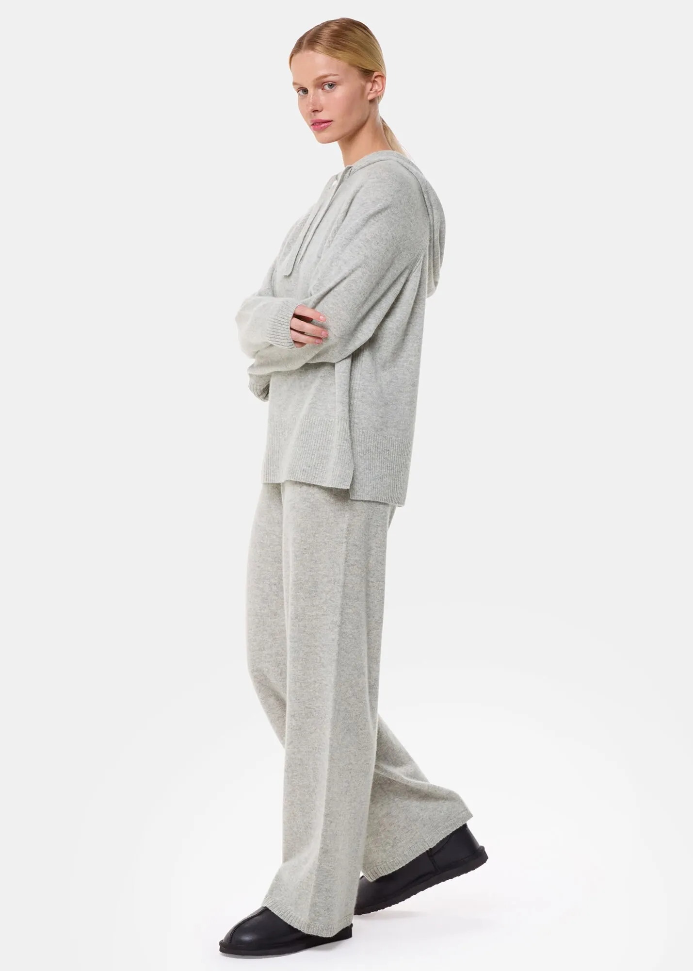 Grey Marl Cashmere Straight Leg Jogger