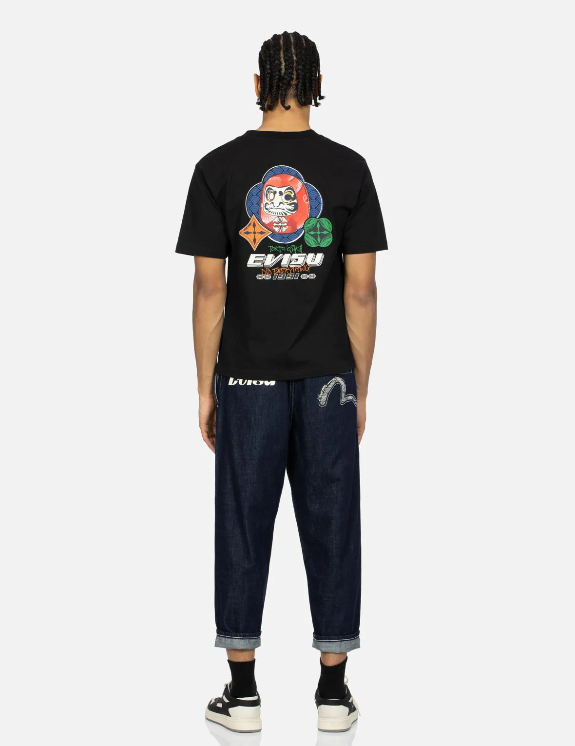 Hanafuda Daruma Print Regular Fit T-Shirt