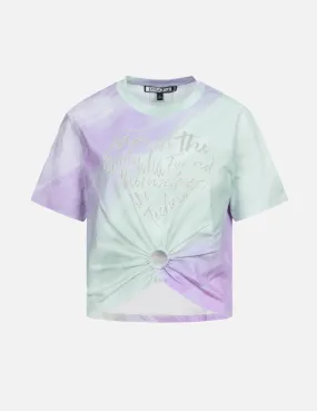 Hand-Painted Watercolor Fashion Fit Gathered T-Shirt