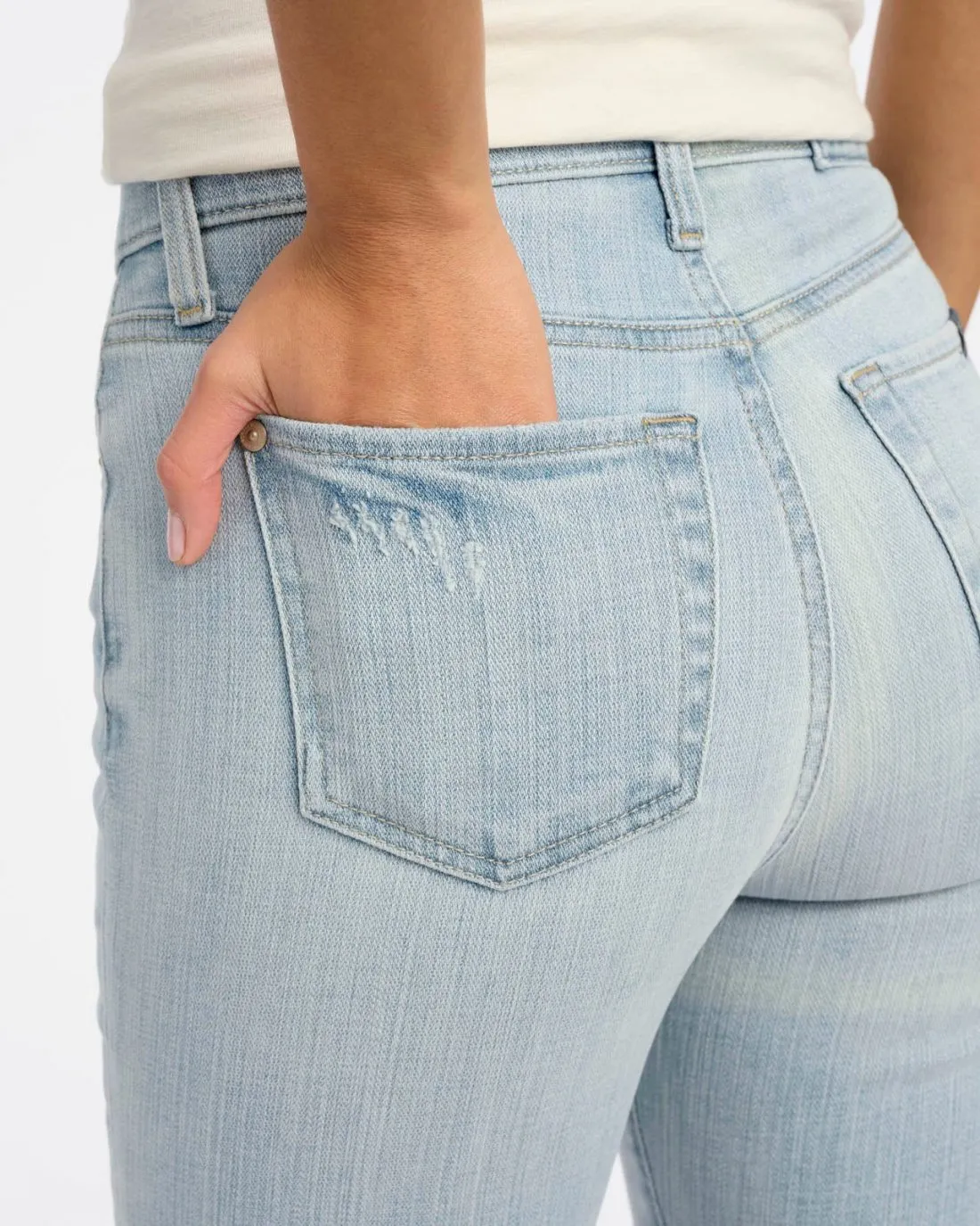 High Waist Released Hem Slim Kick Jean