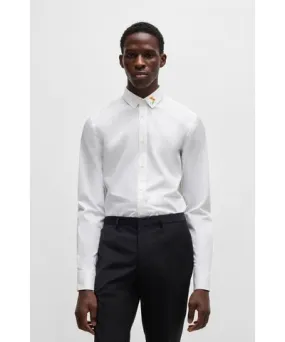 Hugo Extra-slim-fit shirt in cotton with flower detail