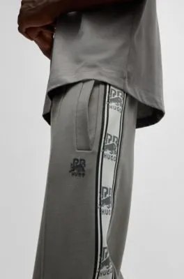 HUGO x RB cotton-terry tracksuit bottoms with logo tape