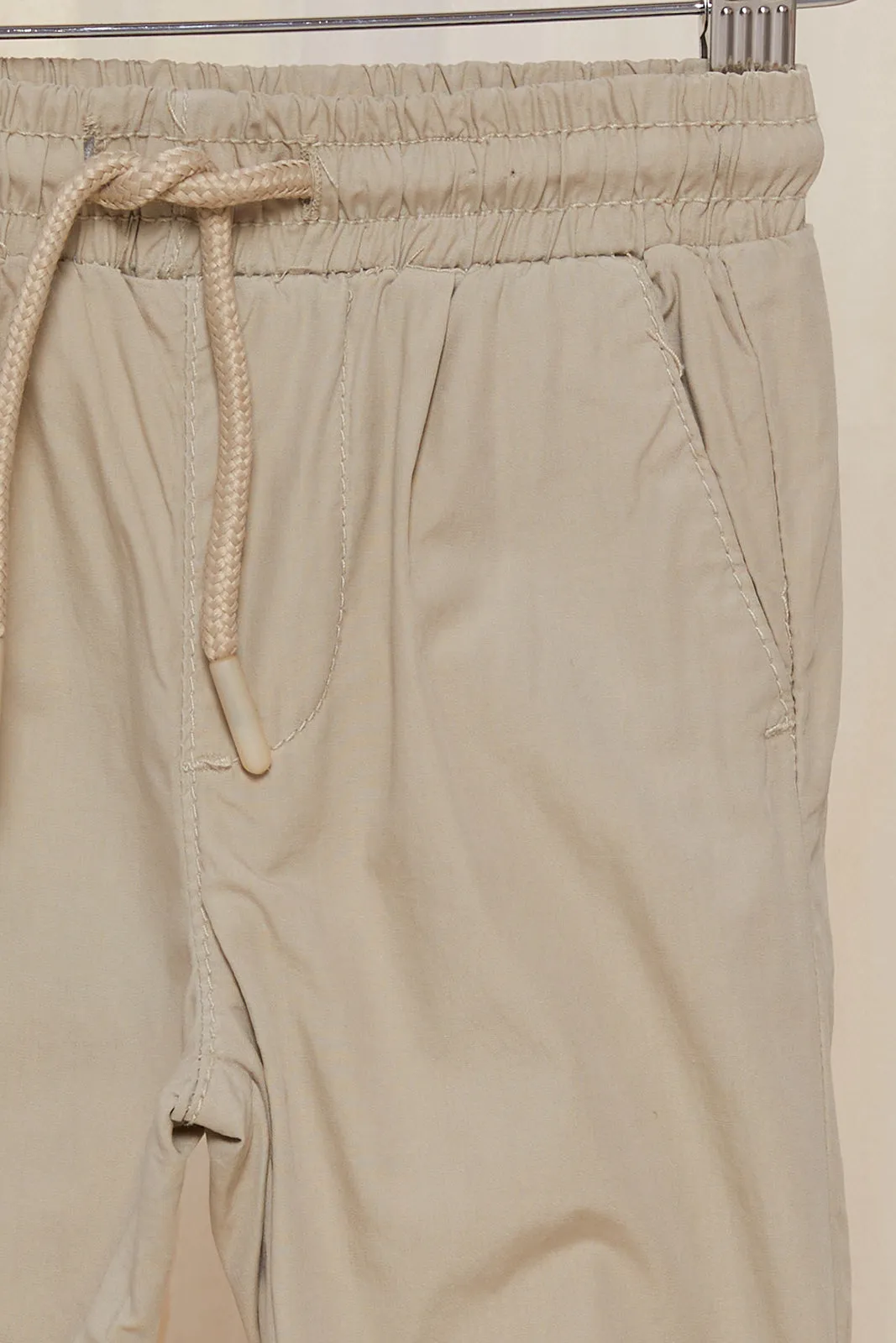 Infant Boys Beige Poplin Jogger