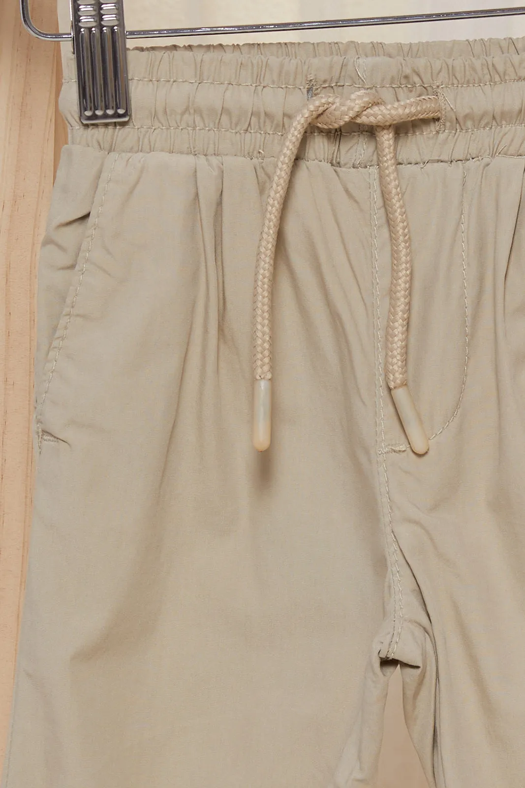 Infant Boys Beige Poplin Jogger