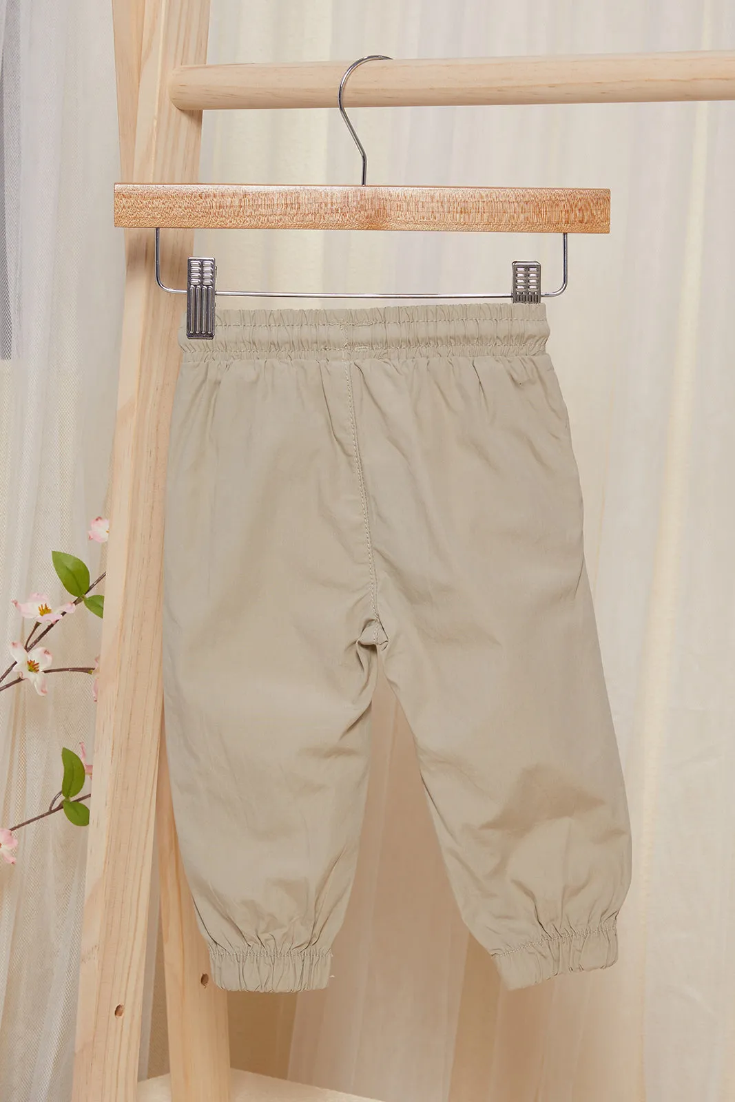 Infant Boys Beige Poplin Jogger