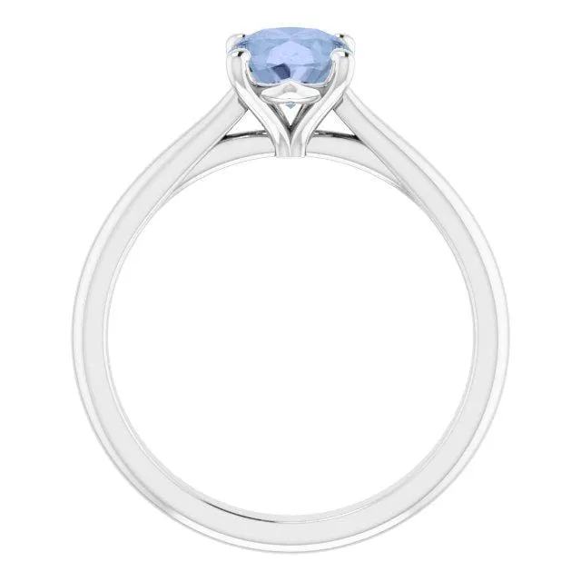 Julia - Prong Set Narrow Cathedral Solitaire Engagement Ring - Setting only