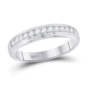 Keene Jewelers 10kt White Gold Mens Round Diamond Wedding Channel-Set Band Ring 1/2 Cttw