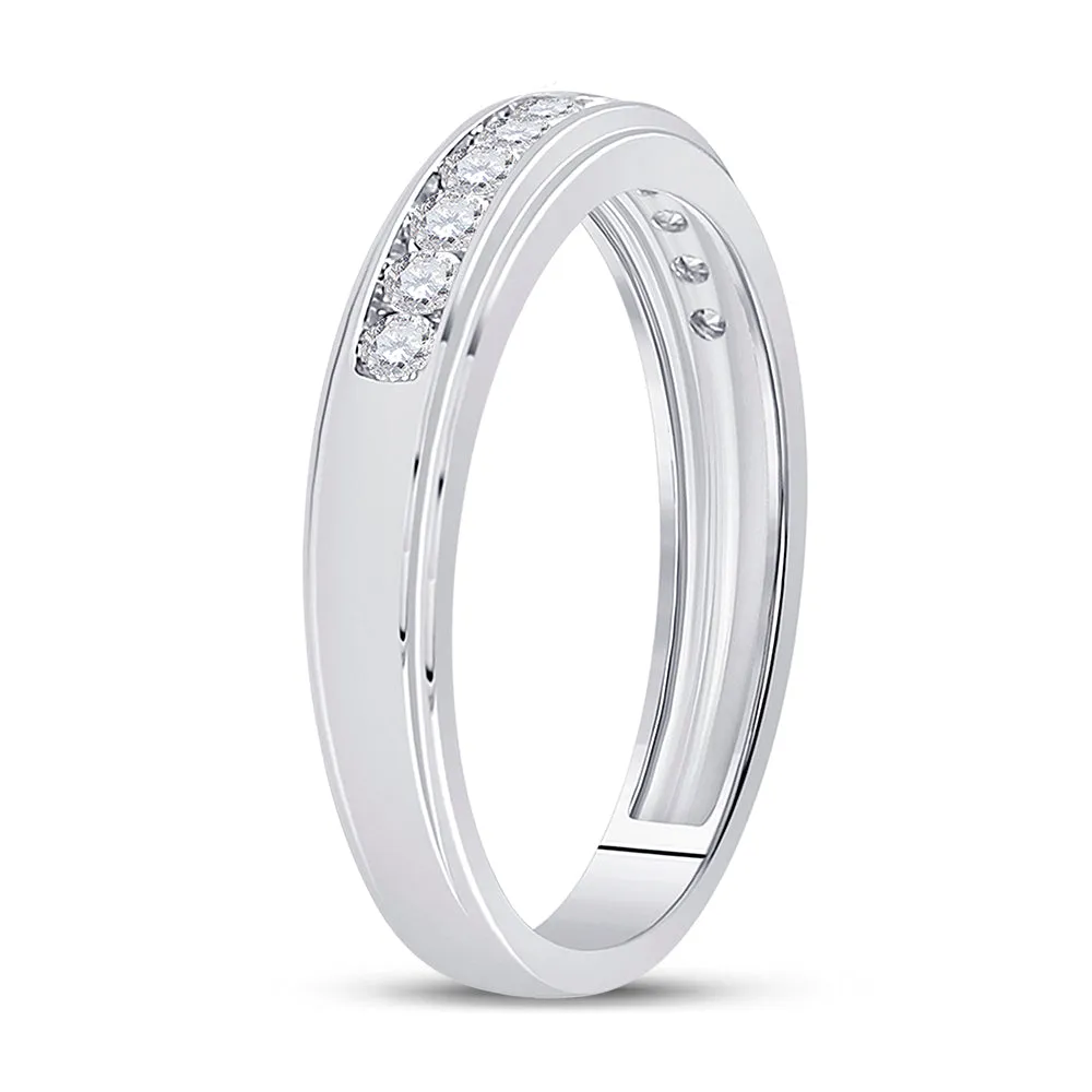 Keene Jewelers 10kt White Gold Mens Round Diamond Wedding Channel-Set Band Ring 1/2 Cttw