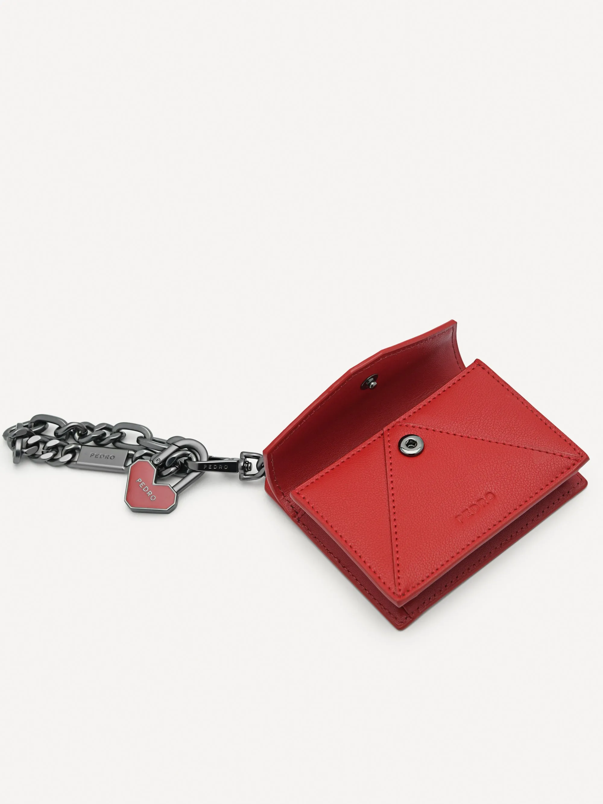 Leather Bi-Fold Card Holder with Key Chain