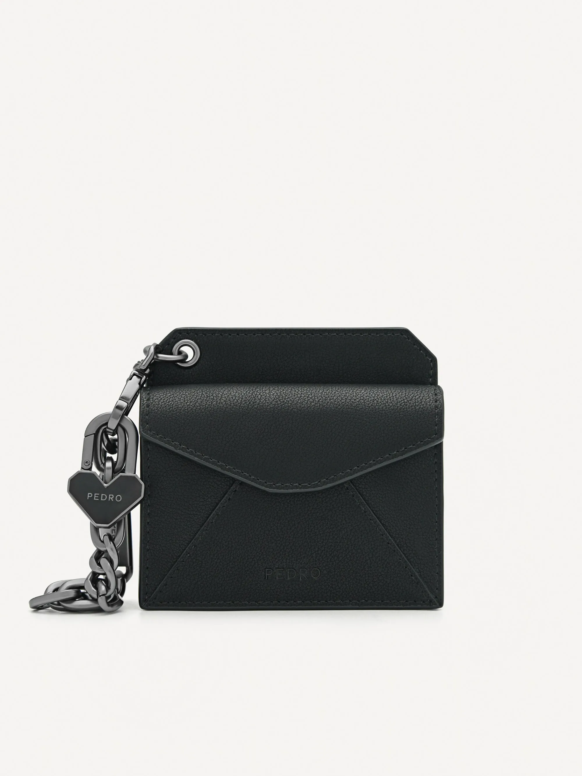 Leather Bi-Fold Card Holder with Key Chain