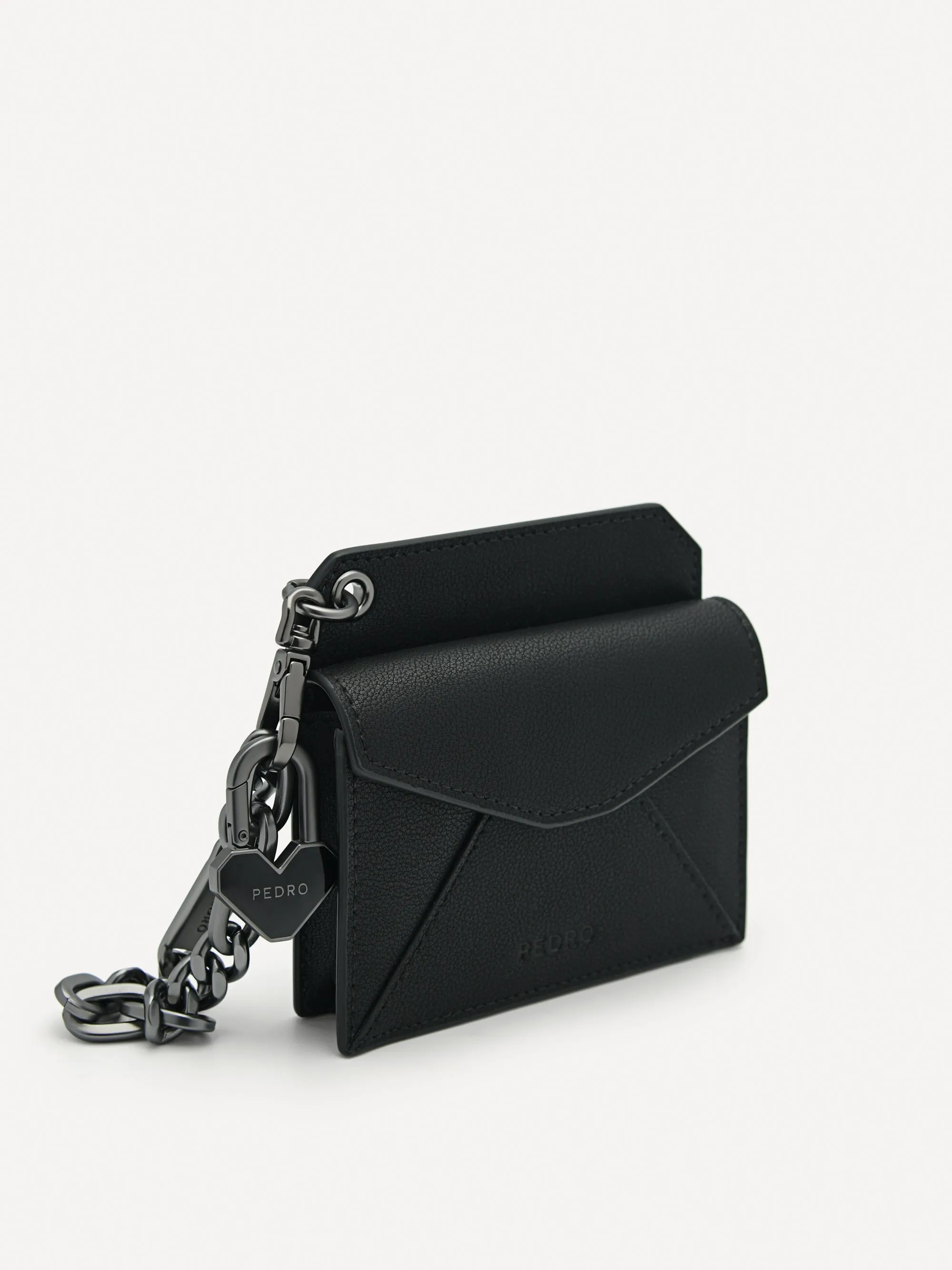 Leather Bi-Fold Card Holder with Key Chain