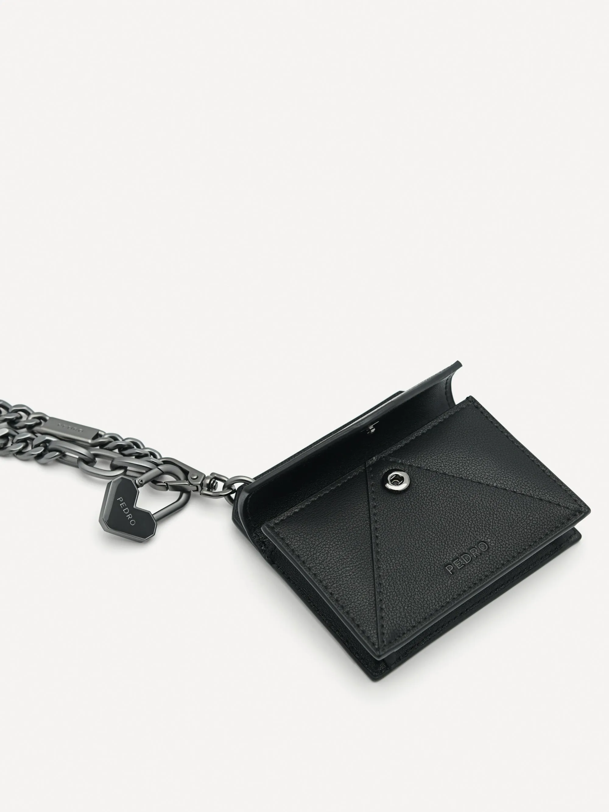 Leather Bi-Fold Card Holder with Key Chain