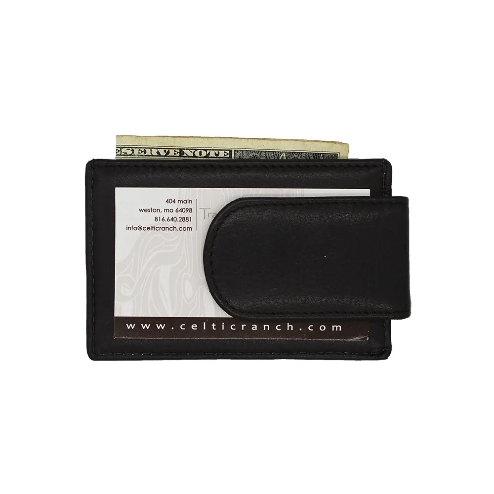 Leather Magnetic Money Clip & Card Holder