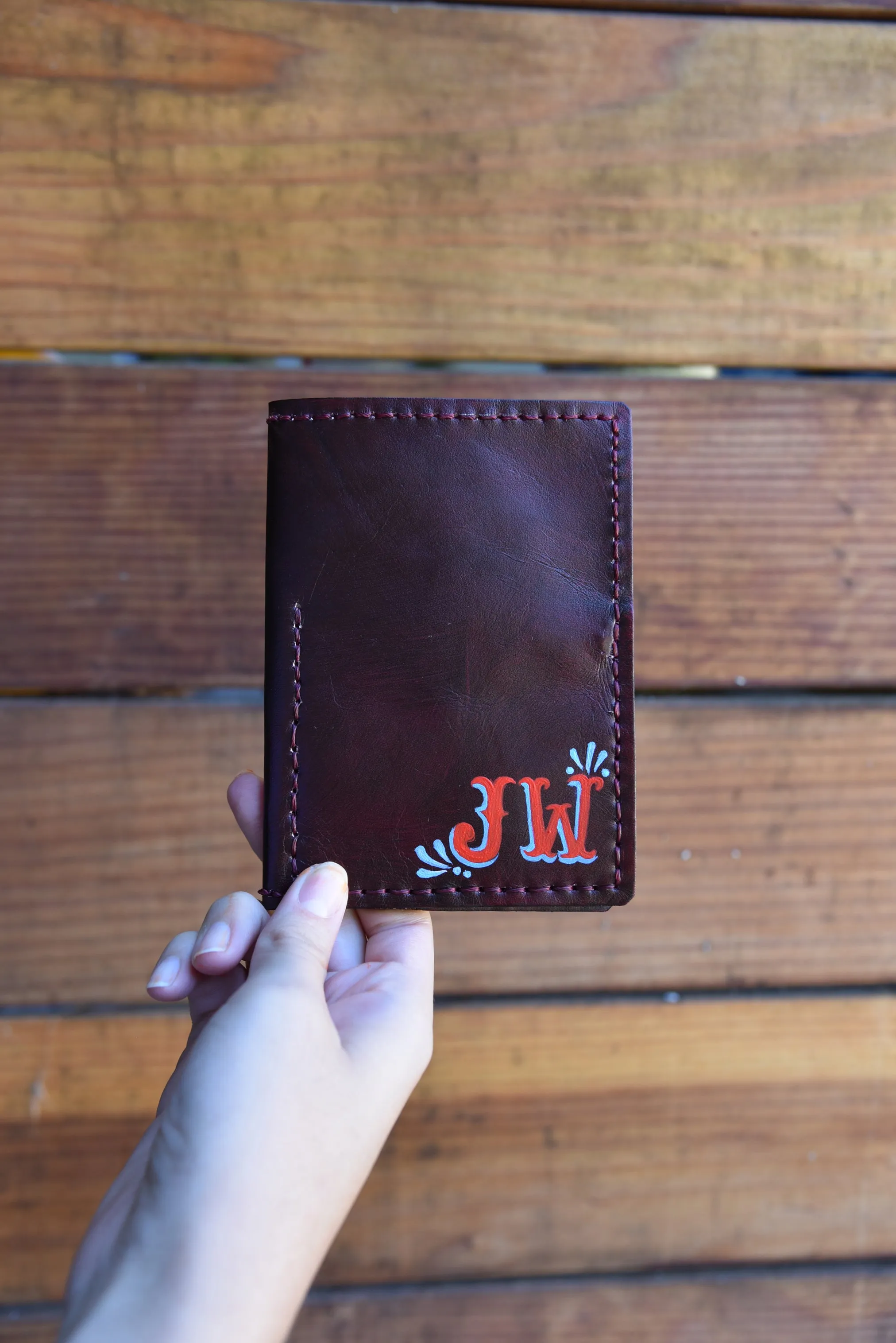 LEATHER PASSPORT CASE // NATURAL W TANGERINE