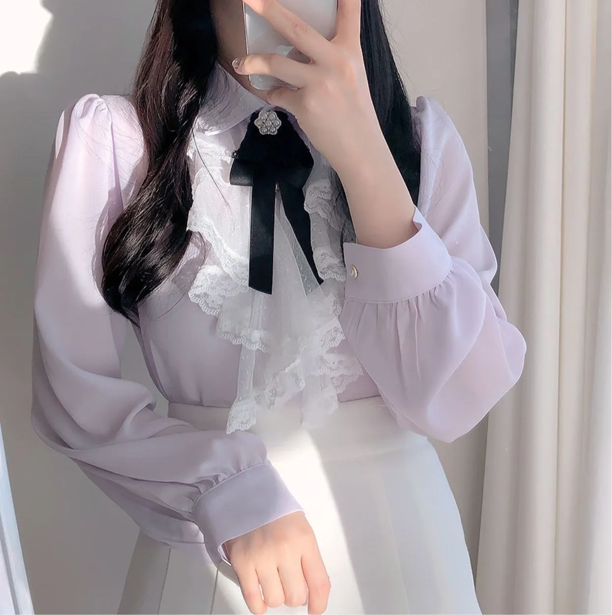 Light Academia Victorian Shirt with Lace