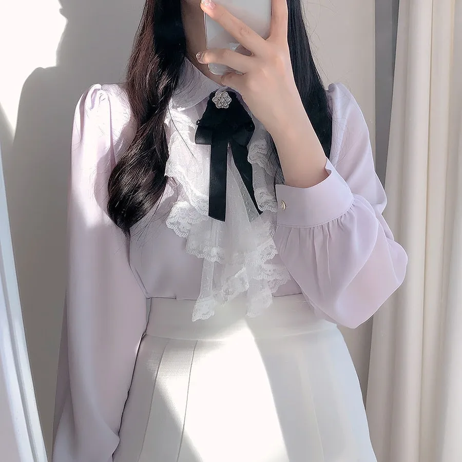 Light Academia Victorian Shirt with Lace