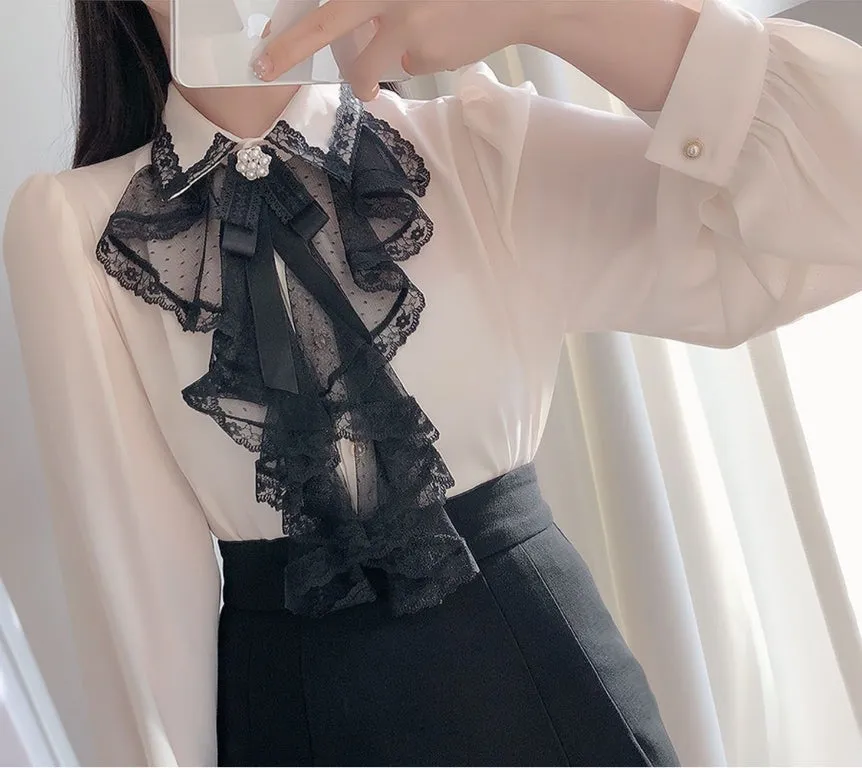 Light Academia Victorian Shirt with Lace