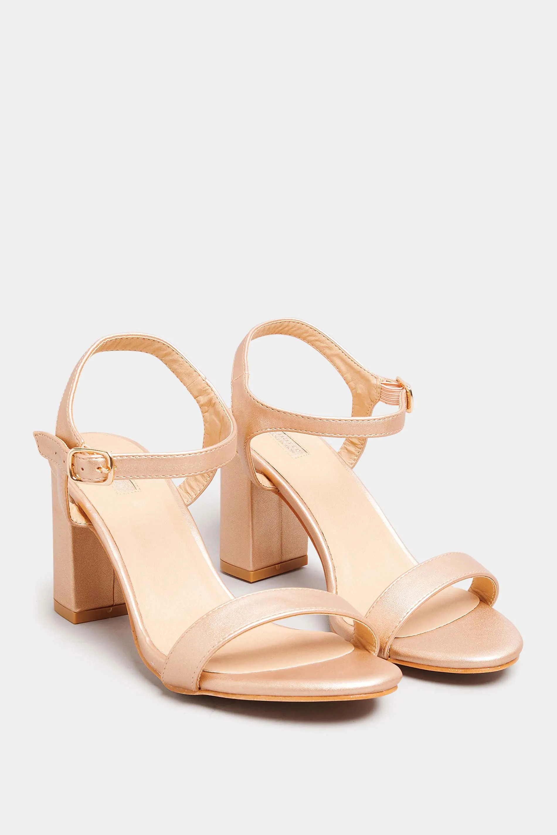 LIMITED COLLECTION Rose Gold Block Heel Sandals In Wide E Fit & Extra Wide Fit