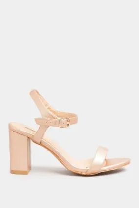 LIMITED COLLECTION Rose Gold Block Heel Sandals In Wide E Fit & Extra Wide Fit