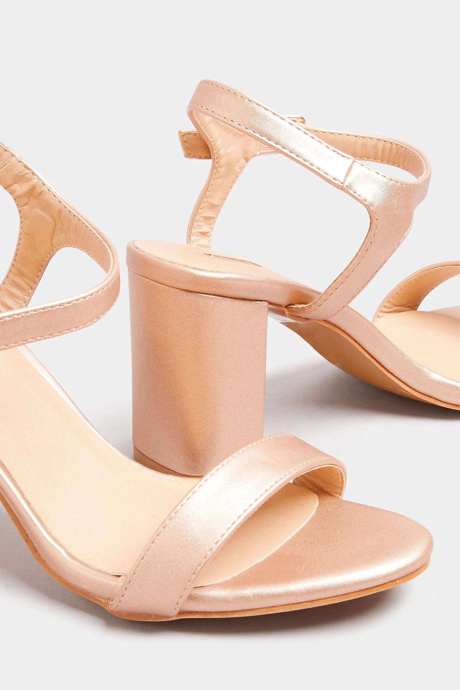 LIMITED COLLECTION Rose Gold Block Heel Sandals In Wide E Fit & Extra Wide Fit