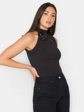 Long Tall Sally Black Corsage Halter Neck Top