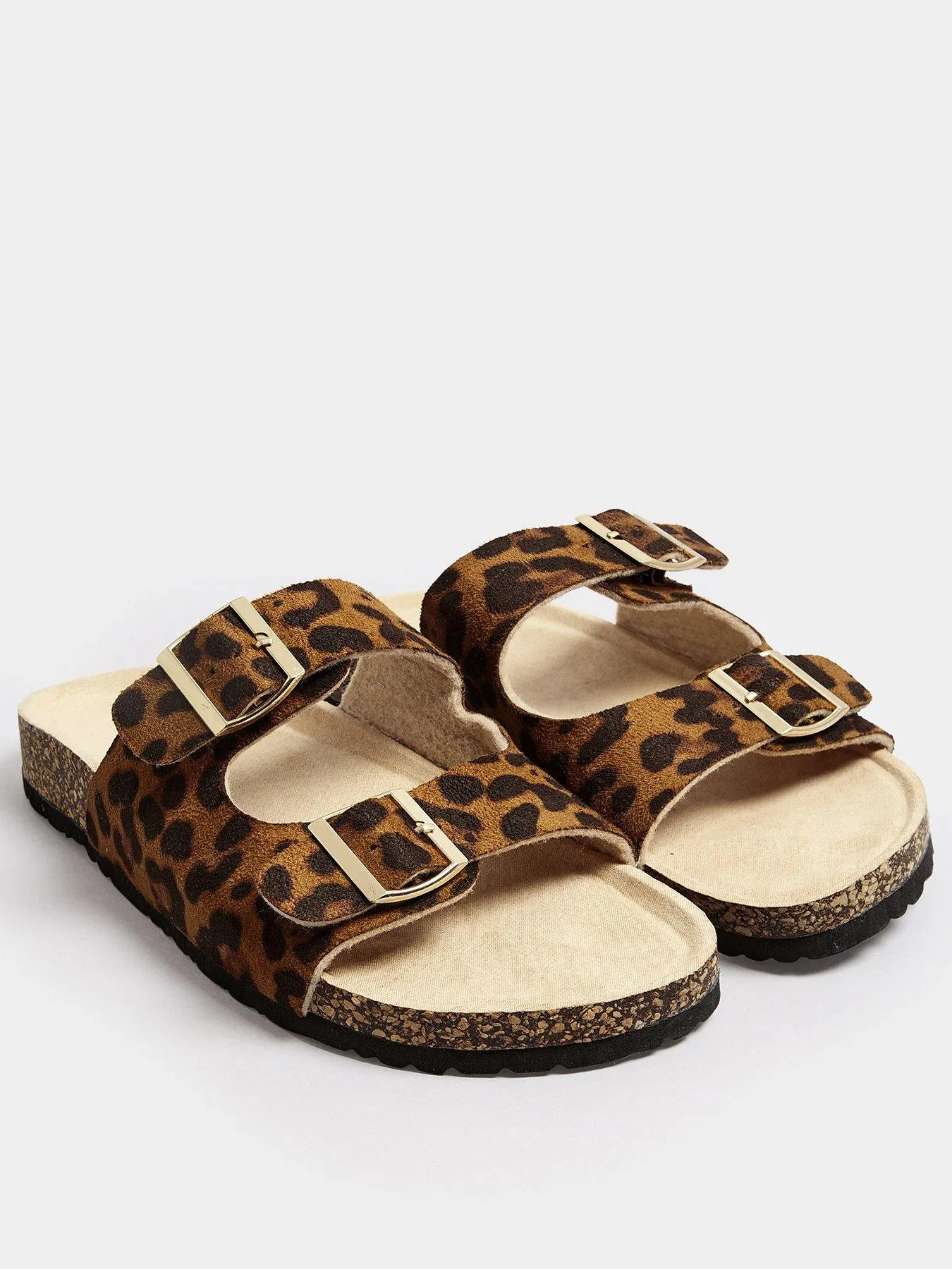 Long Tall Sally Leopard Buckle Footbed Sandals