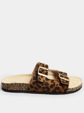 Long Tall Sally Leopard Buckle Footbed Sandals