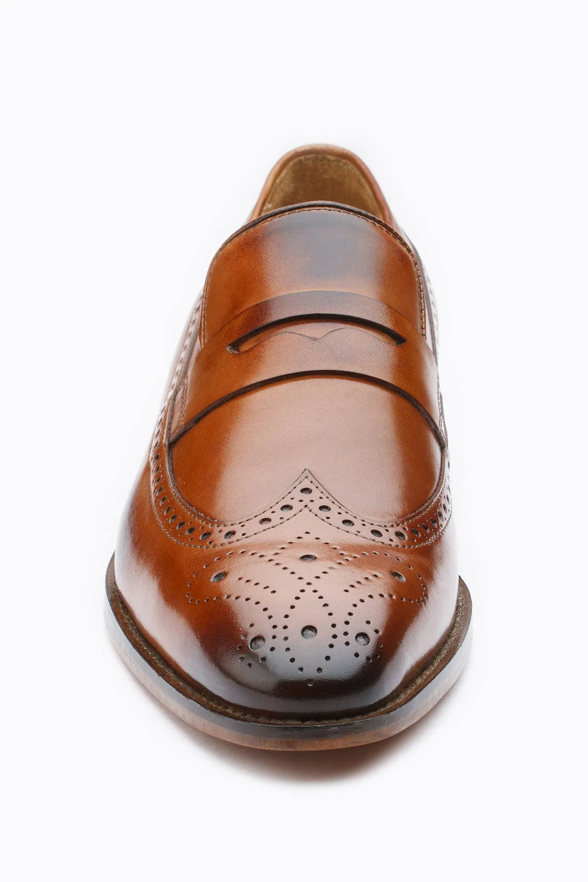 LONGWING SADDLE LOAFER WITH MEDALLION-TAN