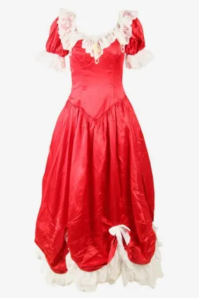 Loralie Vintage Lace Dress Victorian Costume Party Retro Red Size UK 10 - Pepper Tree London