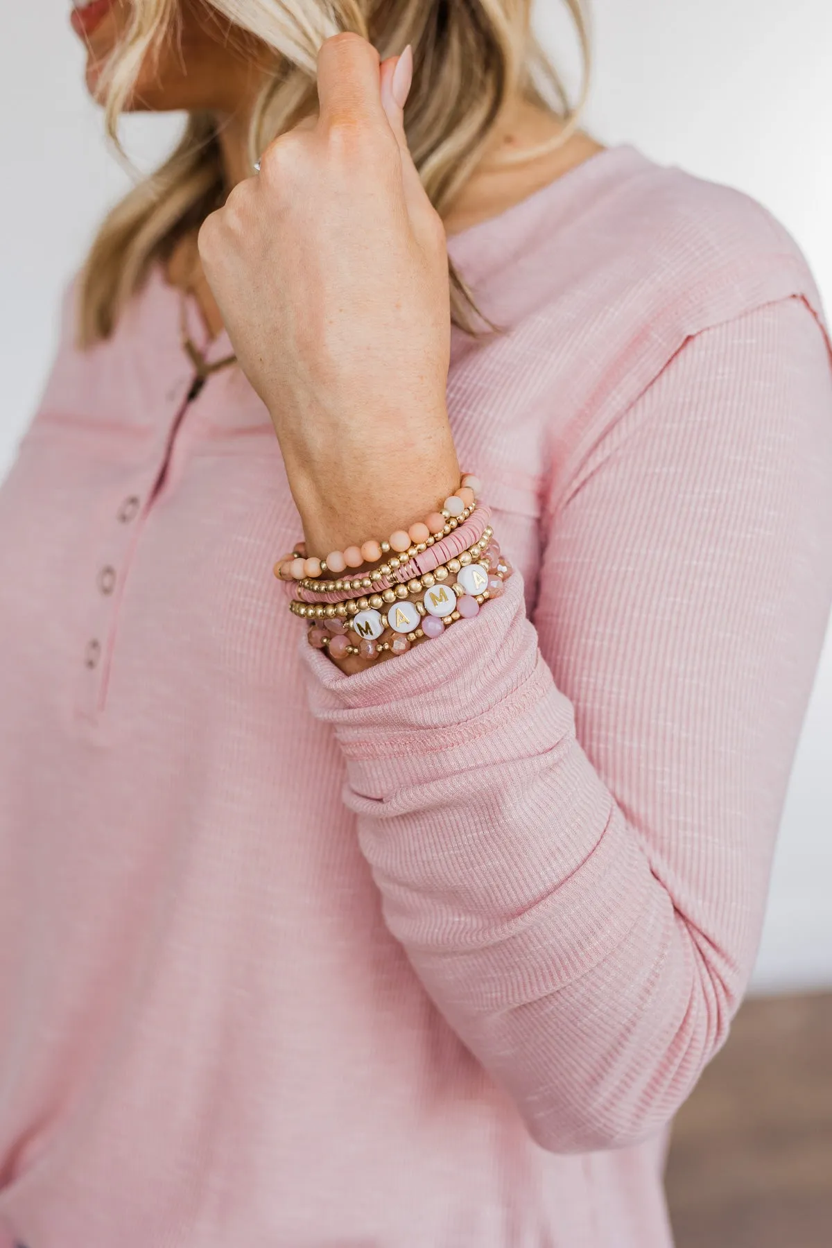 Loving My Mama 6-Piece Bracelet Set- Blush