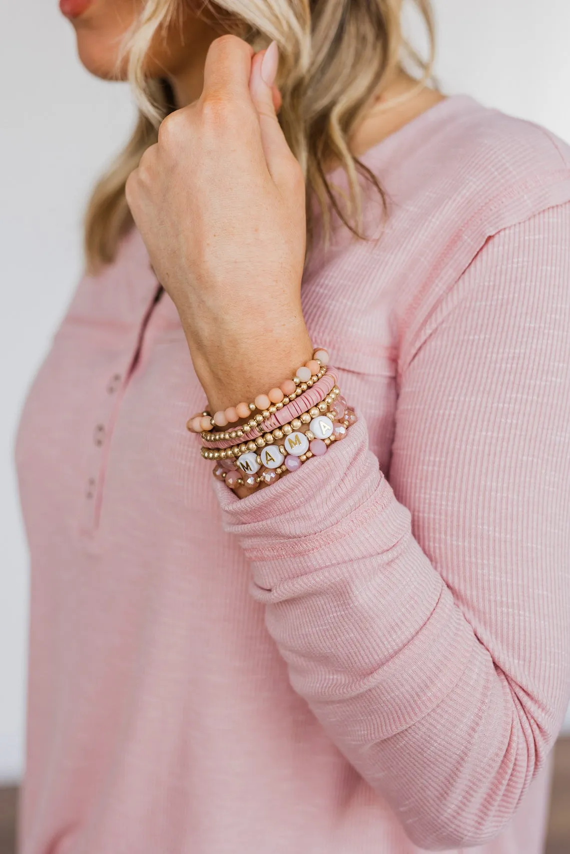 Loving My Mama 6-Piece Bracelet Set- Blush