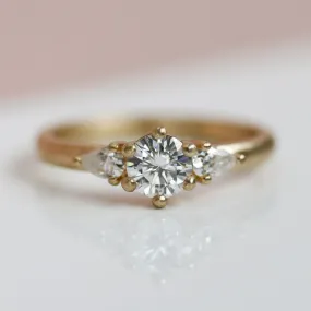 Low-base Prong Three Stone Engagement Ring