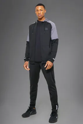 Man Active Colour Block Performance Hooded Tr