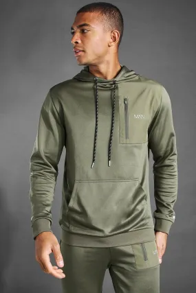 MAN Active Contrast Panel Utility Hoodie | boohooMAN UK