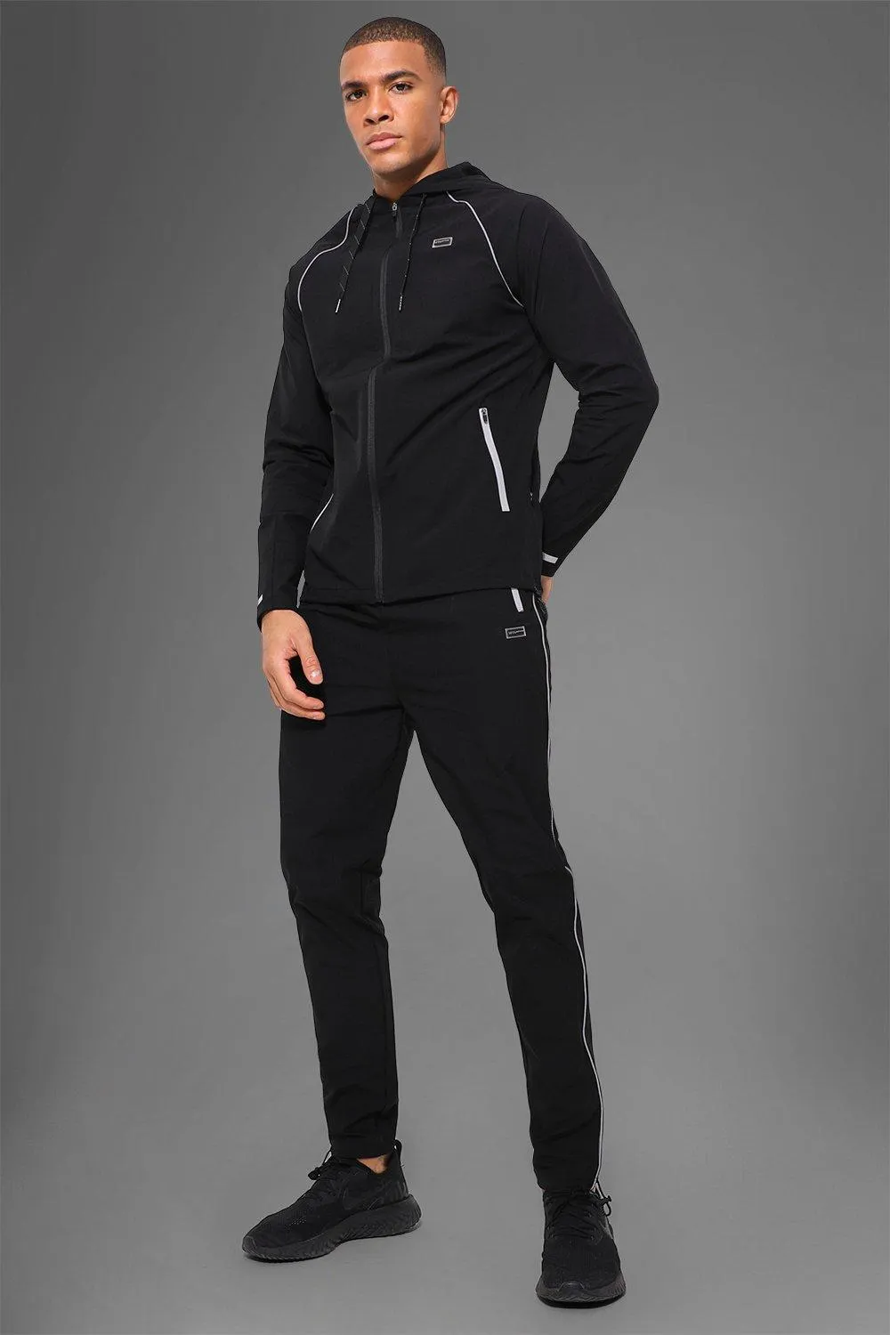 Man Active Gym Nylon Tech Hooded Tracksuit