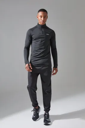 Man Active Quarter Zip and Jogger Tracksuit | boohooMAN UK