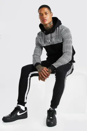 MAN Roman Tape Jacquard Panelled Tracksuit | boohooMAN UK