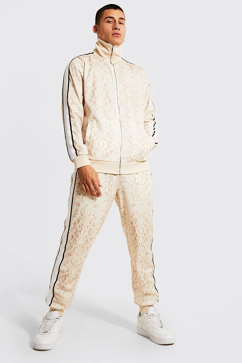 Man Snake Tricot Funnel Zip Tracksuit