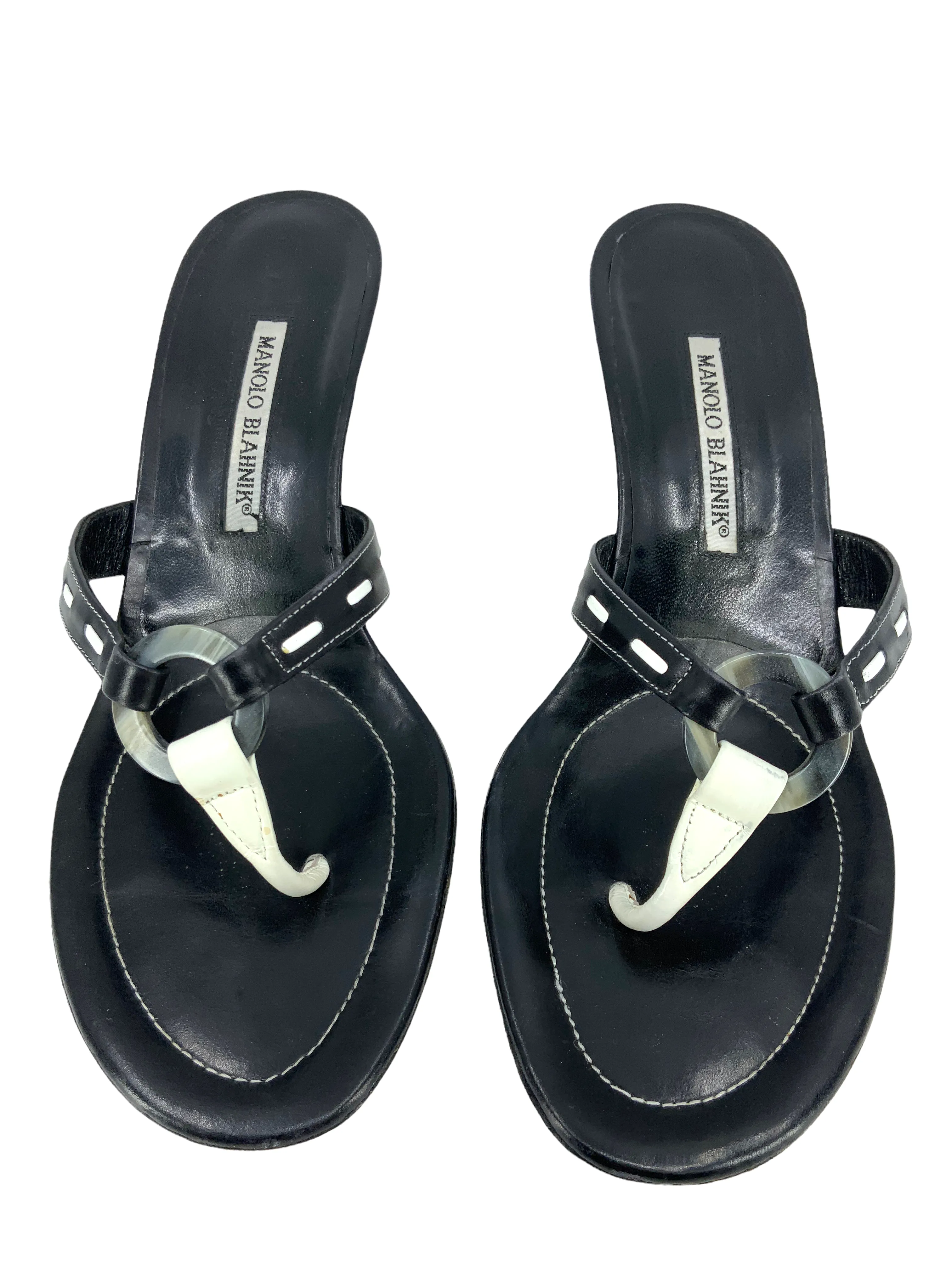 Manolo Blahnik Leather Thong Sandals Size 11