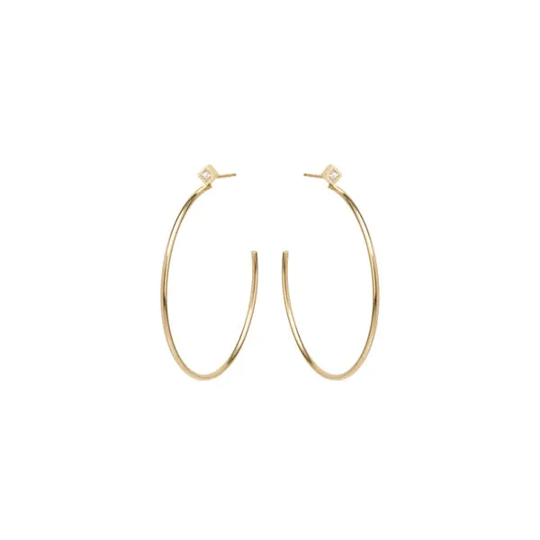 Medium Tiny Princess Diamond Stud Hoops