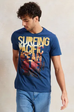 Men Blue Graphic T-Shirt