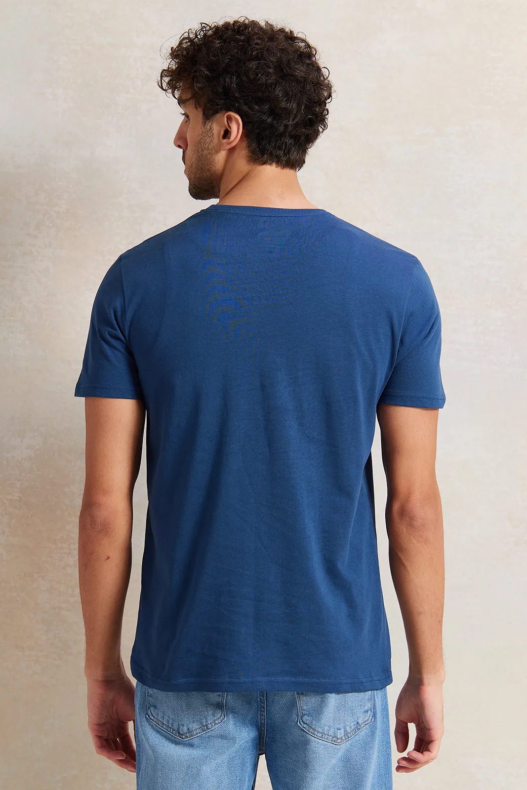 Men Blue Graphic T-Shirt