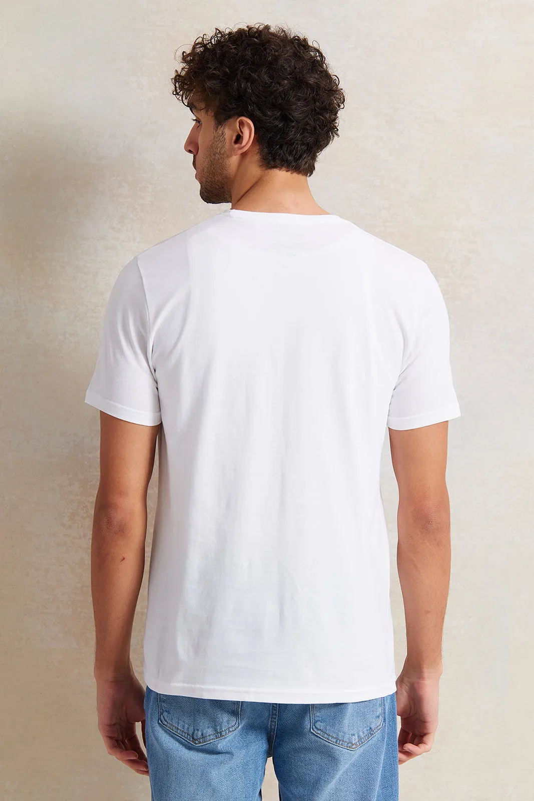 Men White Graphic T-Shirt