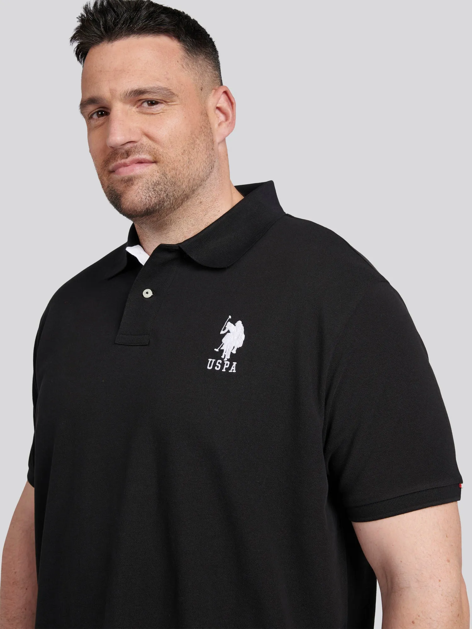 Mens Big & Tall Player 3 Pique Polo Shirt in Black Bright White DHM