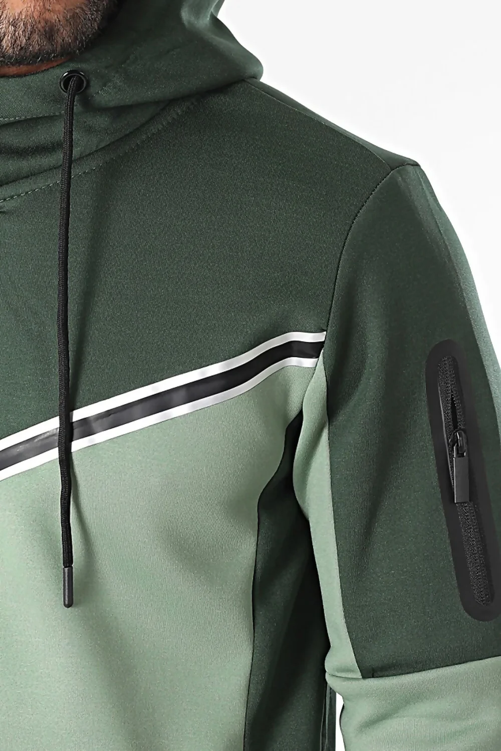 Mens Green Two Tone Hooded Tracksuit