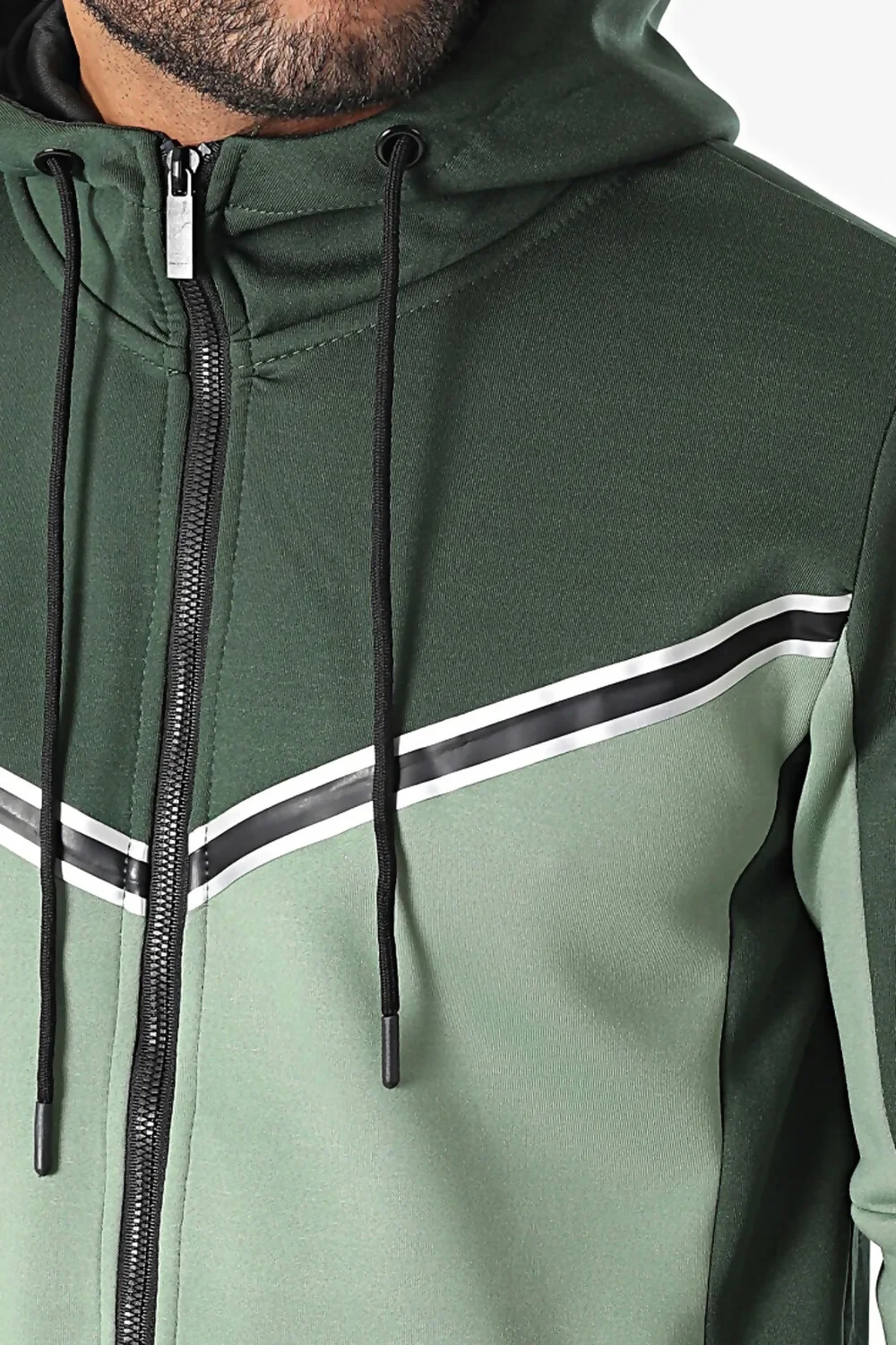 Mens Green Two Tone Hooded Tracksuit