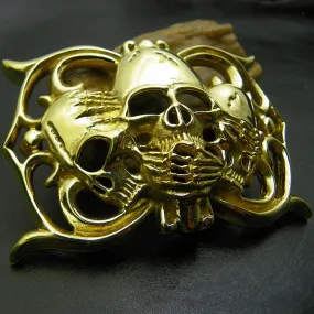 Men's Western Cowboy Fashion Brass Metal Skeleton Skull Buckle