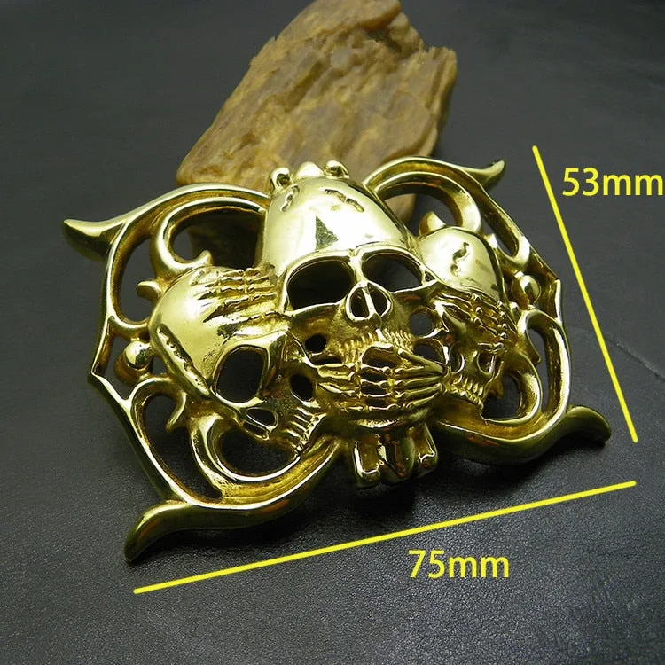 Men's Western Cowboy Fashion Brass Metal Skeleton Skull Buckle