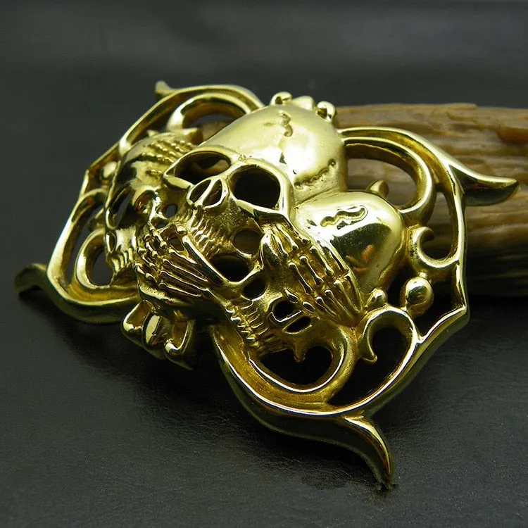 Men's Western Cowboy Fashion Brass Metal Skeleton Skull Buckle